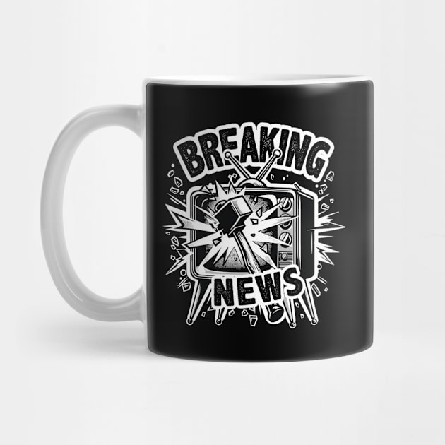 "Breaking News" Funny Pun Satire Sledgehammer & TV by Graphic Duster